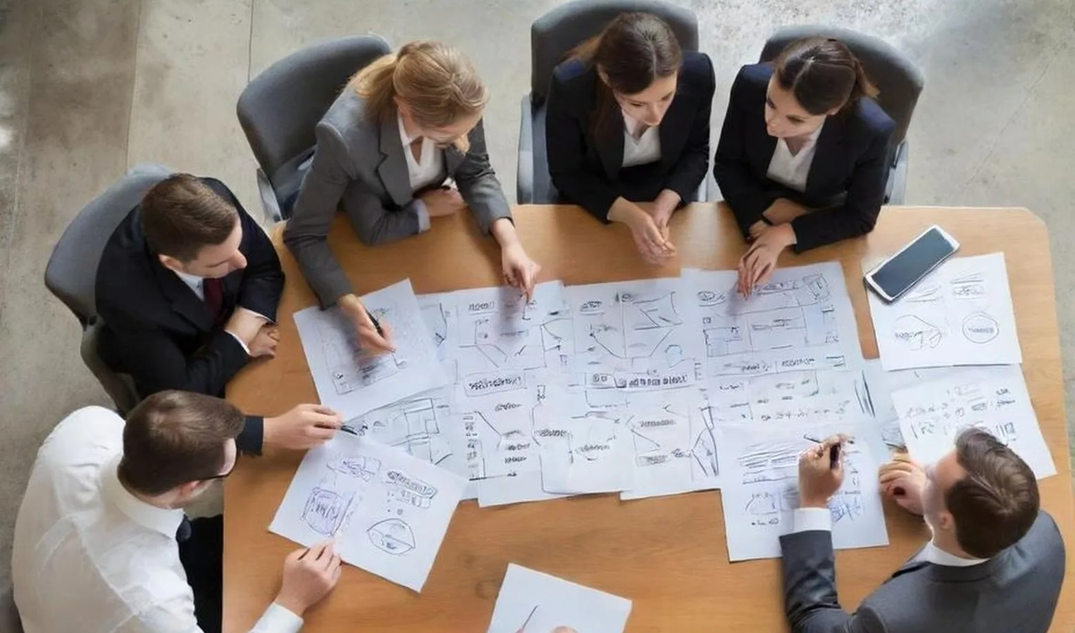 Management consulting team brainstorming session